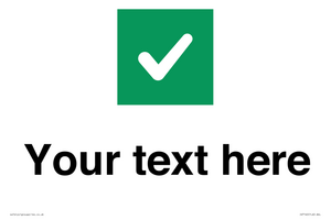 Custom plain background, green square with tick sign